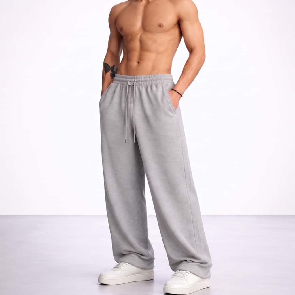 Calça Cargo Baggy Larga De Moletom Masculina Despojada Casual Confortável Treino Forrada Lisa unissex, imagem 1 de 1