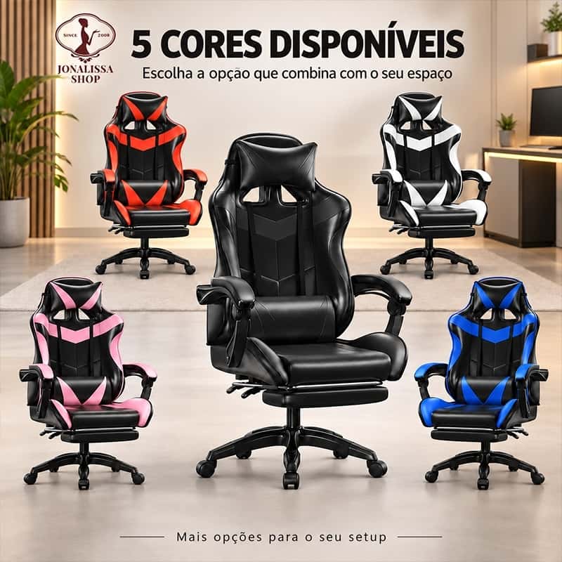 Cadeira Gamer Ergonômica - Escritório, Casa e Universitário com Reclinação e Altura Ajustável-F19, imagem 1 de 1
