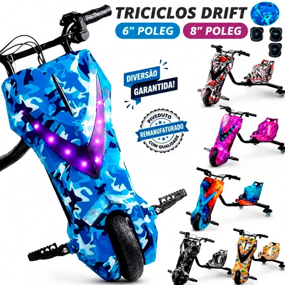 Triciclo Elétrico Infantil Drift 350w 8'" Polegadas Hoverboard Overboard Skate Elétrico com Bluetooth, imagem 1 de 1