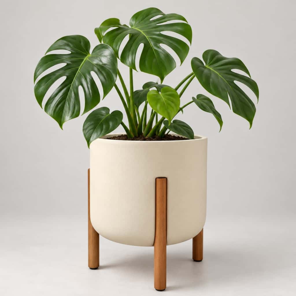 Vaso Polietileno Para Plantas com Pé de Madeira Vaso Nórdico com Suporte, imagem 1 de 1