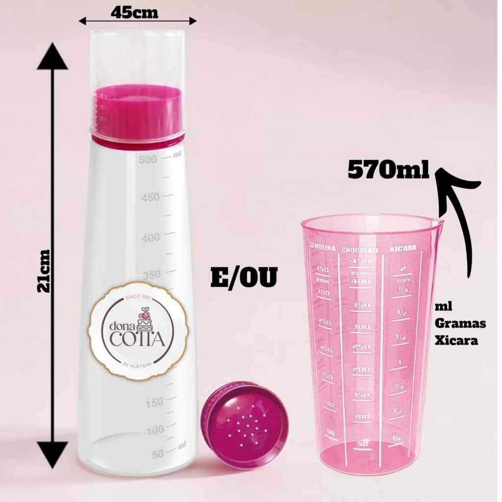 Kit Com Regador Bisnaga Umedecedor Bolo E/OU Copo Medidor  Rosa 570ml, imagem 1 de 1