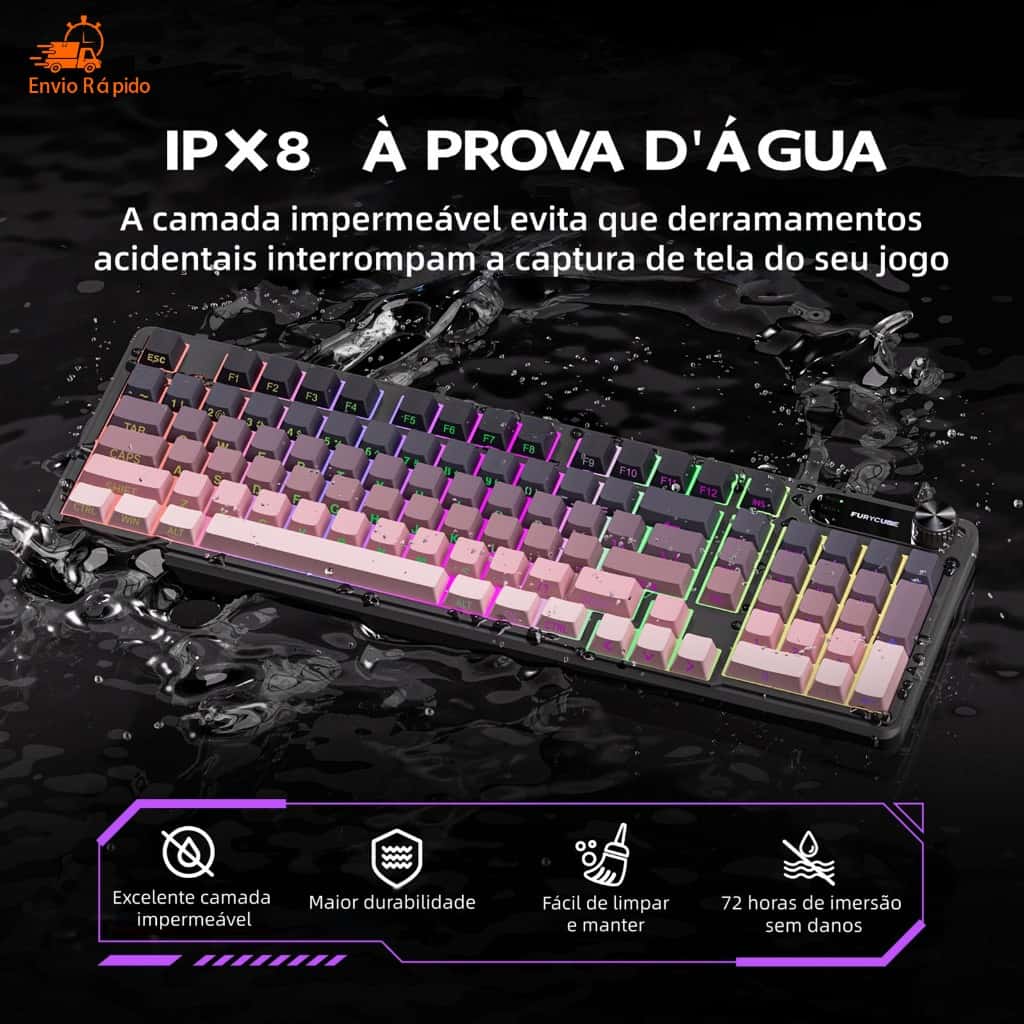 Teclado Semi Mecânico RGB Resistente Com Teclas Macias Ideal para Trabalho e Games Diários, imagem 1 de 1