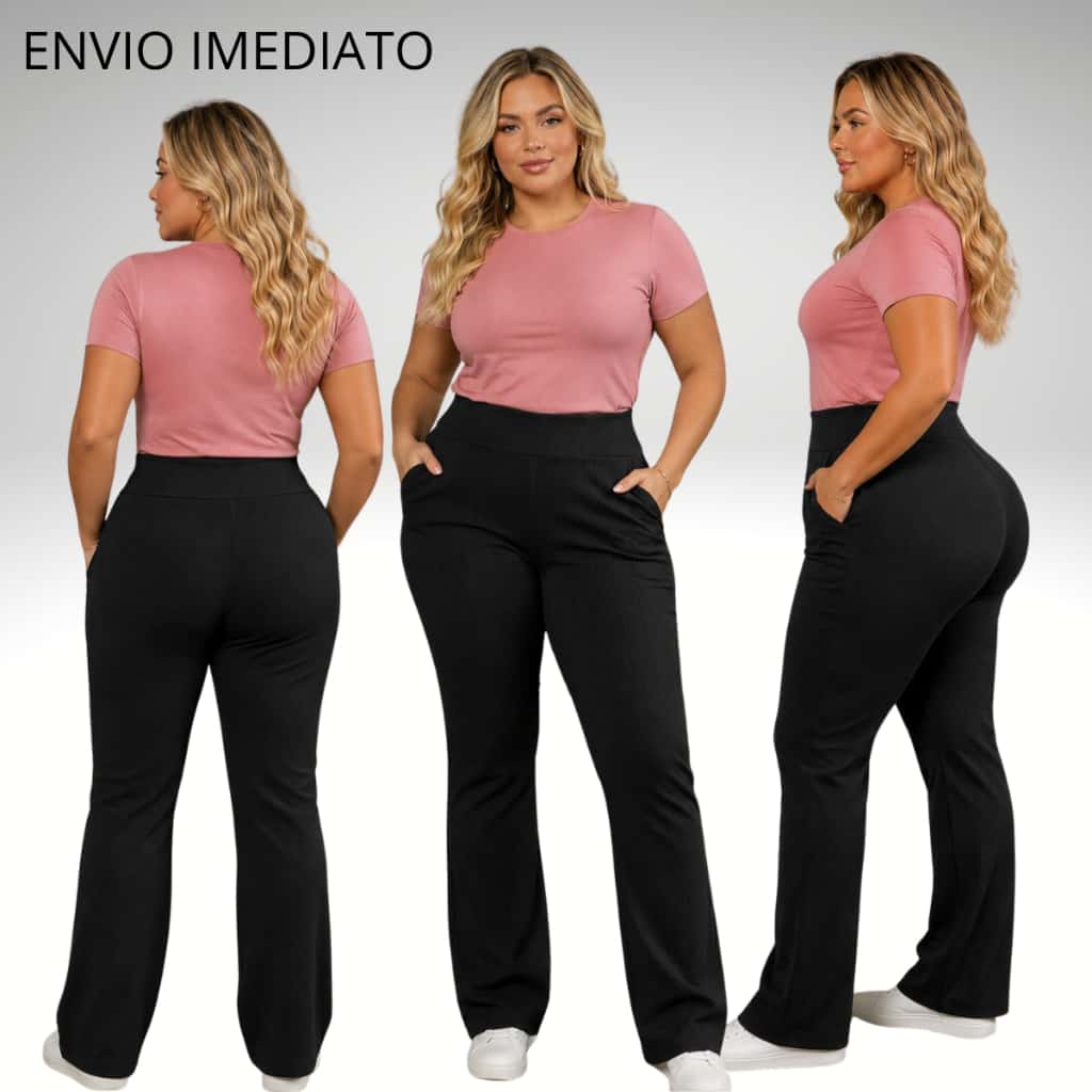 Calça Feminina Malha Bolso Cintura Alta Tradicional Para Trabalho Passseio Dia a Dia Gestante, imagem 1 de 1