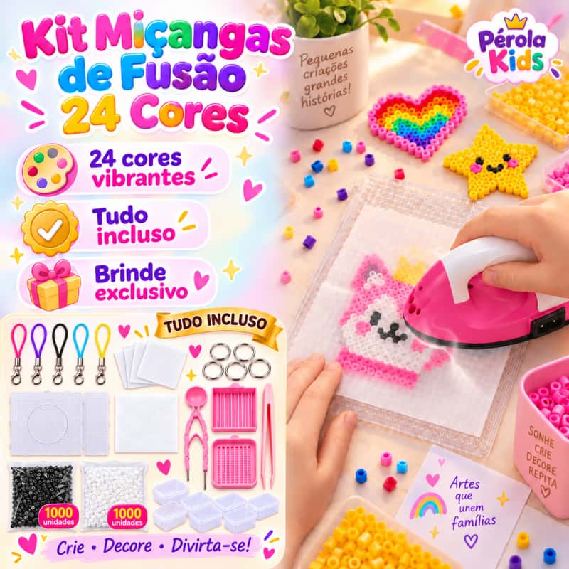 Kit 24 cores 2.6mm Com 14000pcs Perler Beads DIY Presentes para crianças Com Ferramentas, imagem 1 de 1