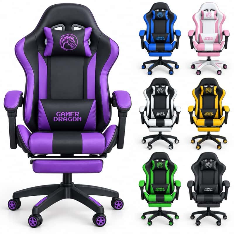 Cadeira Gamer Ergonômica Reclinável Giratória Ajuste Altura Escritório DG-02 Apoio Pés, imagem 1 de 1