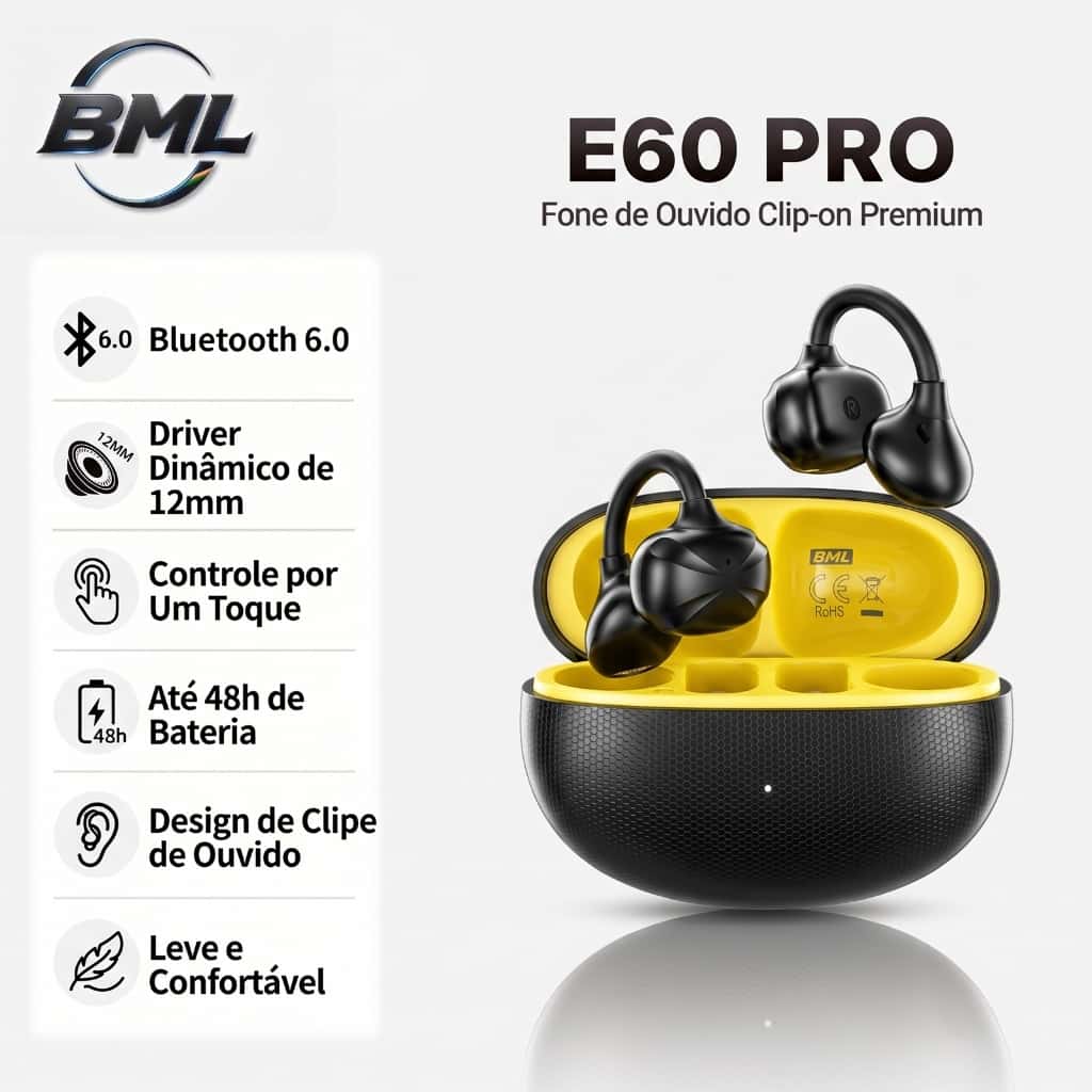 BML Fone de Ouvido Bluetooth Sem Fio Clipe De Orelha Som HD Redução de Ruído ENC, Esportes e Jogos, imagem 1 de 1