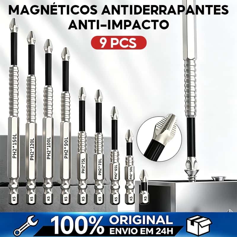 kit 9 bits ph2 philips magnéticos antiderrapantes, resistentes a impacto, liga s2 para parafusadeira de impacto, imagem 1 de 1
