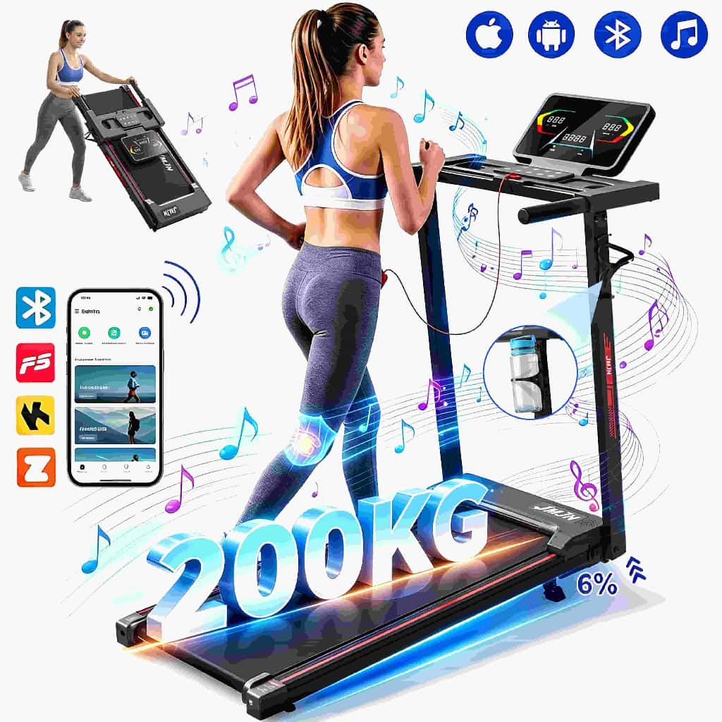 Esteira Elétrica Ergométrica Residencial Dobrável Corrida  0-14km/h Compatível com música via Bluetooth e aplicativos, imagem 1 de 1
