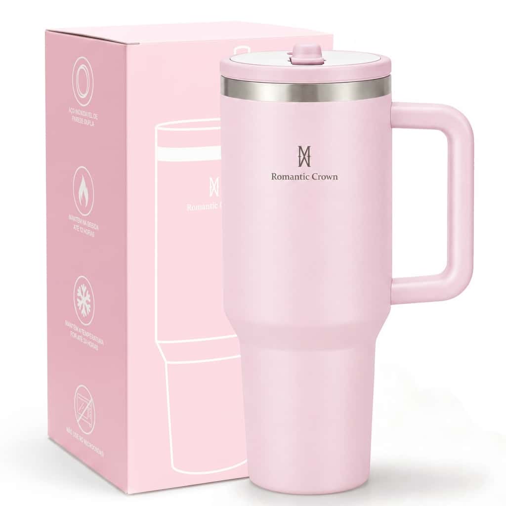 ROMANTIC CROWN Copo Térmico Inox 1200ml com Bico Flip e Alça Garrafa Térmica para Viagem e Carro, imagem 1 de 1