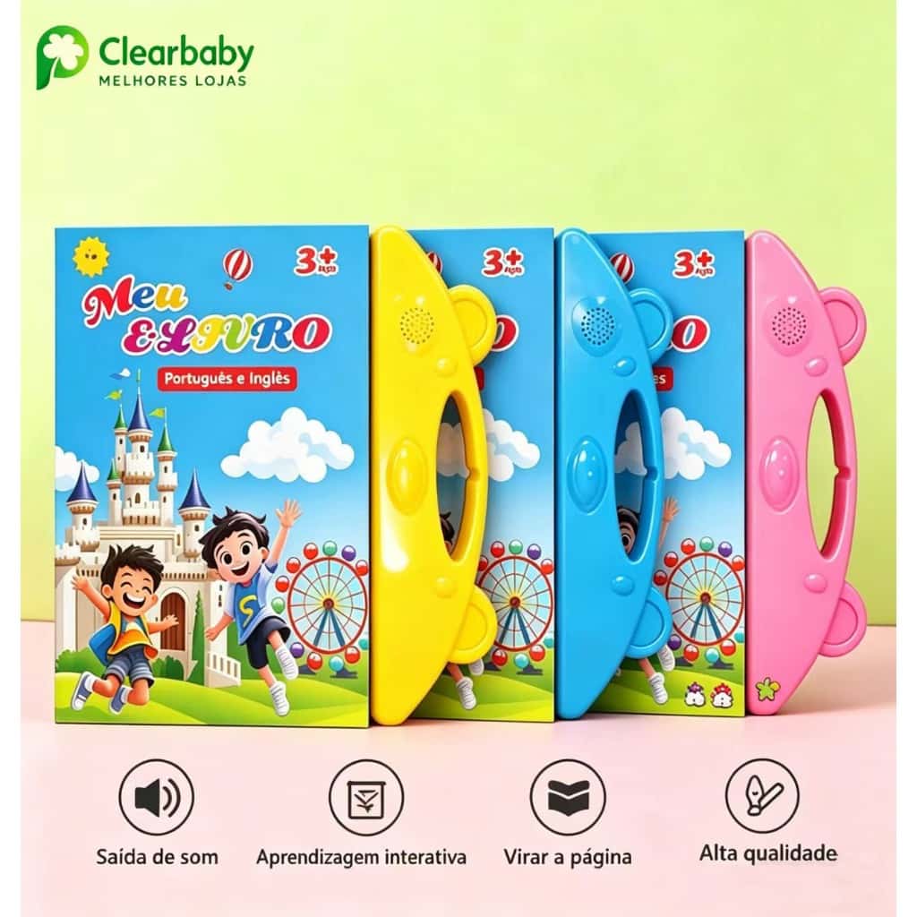 Livro Interativo com Som Infantil Bilingue PT EN  PT EN Brinquedo interativo Educativo Brinquedo Aprimoram compreensão, imagem 1 de 1