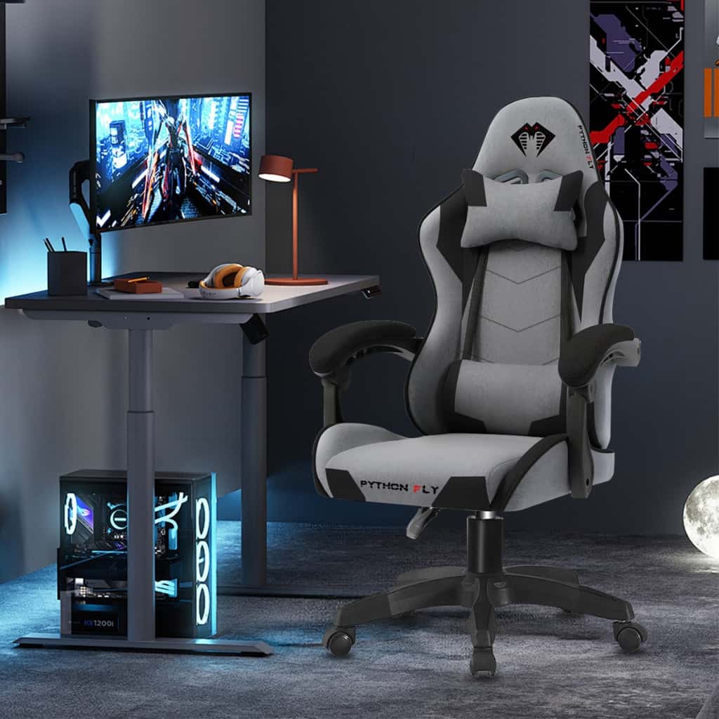 Cadeira Gamer Ergonômica Reclinável Tecido Respirável - Suporte 150kg, Apoio Lombar e Pés, Base Metálica, imagem 1 de 1