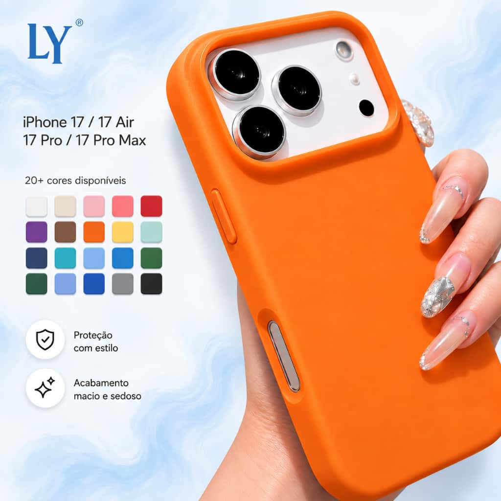 Capa Silicone Aveludada para iPhone 17 / 17 Air / 17 Pro / 17 Pro Max Antichoque Premium Toque Macio, imagem 1 de 1