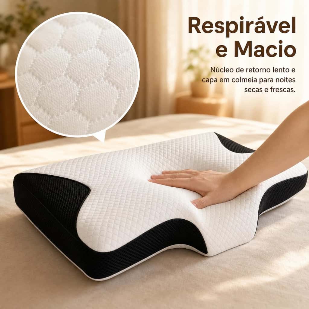 Travesseiro Cervical Ortopédico Espuma Viscoelástica Ergonômico com Memória para Dormir Melhor, imagem 1 de 1