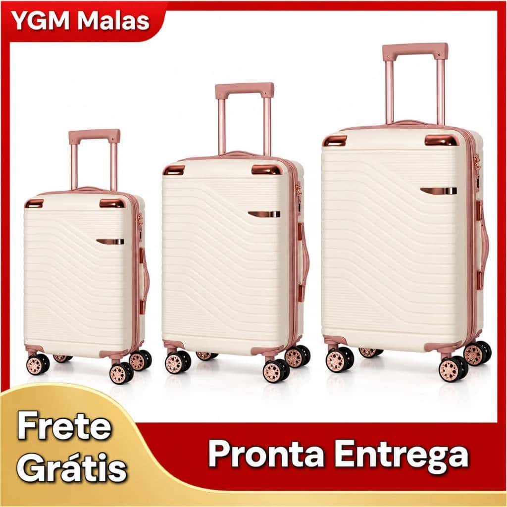 Kit Conjunto 3 Malas De Viagem Pmg Resistente Premium Pequena 10kg E Media 23kg E Grande 32kg Top, imagem 1 de 1
