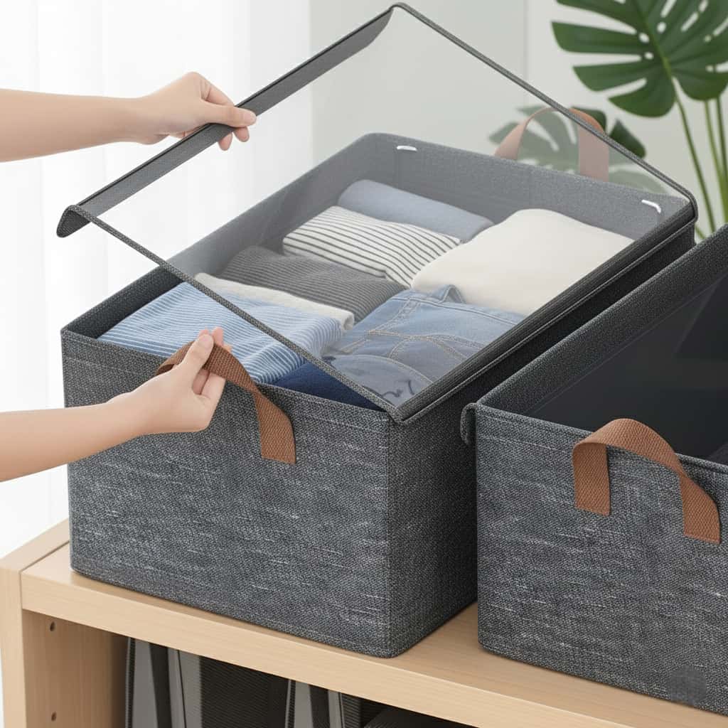 KIT até 10 Caixas Organizadoras Com Tampa Transparente E Sem Tampa Grande Dobrável Resistente Multiuso, imagem 1 de 1