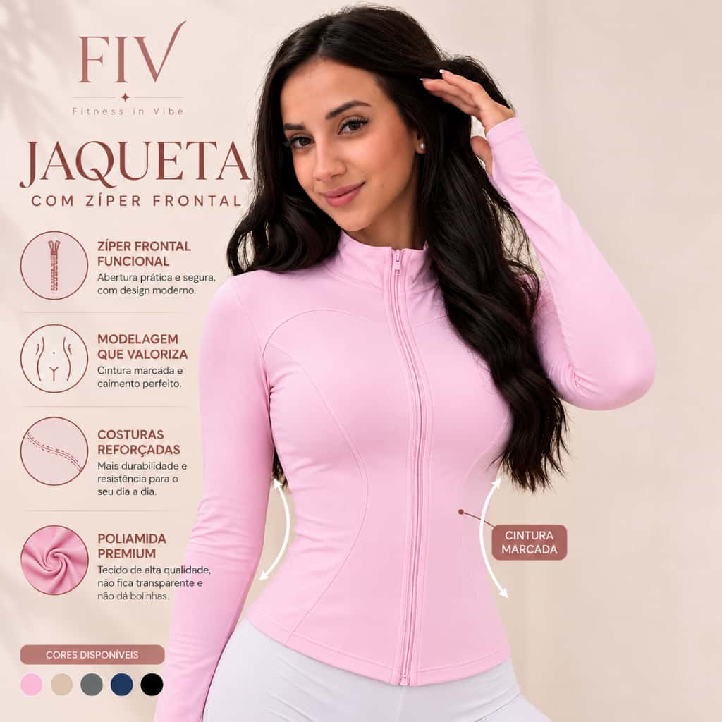 Jaqueta Feminina para Academia Yoga Pilates Poliamida com Elastano, imagem 1 de 1