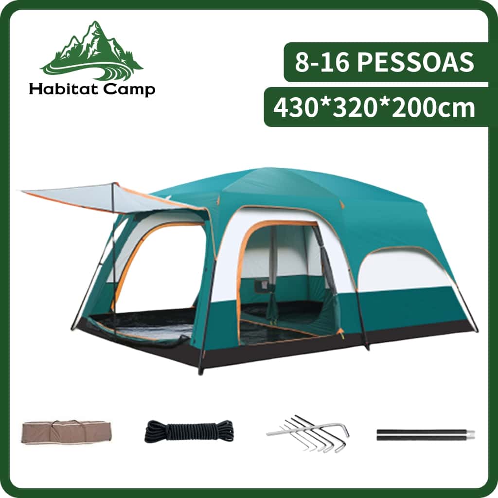 Tenda de camping familiar grande impermeável, proteção UV, vários tamanhos para 3 a 12 pessoas, barraca para acampamento, imagem 1 de 1