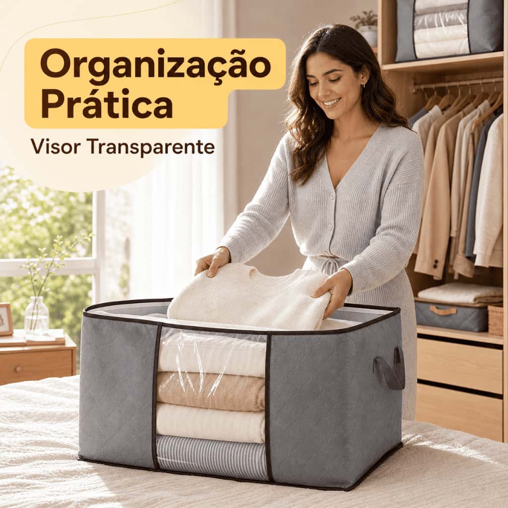 Caixa Saco Organizador Cobertor Casaco Guarda Roupa Ecológico Anti-Poeira Umidade Insetos Multiuso, imagem 1 de 1