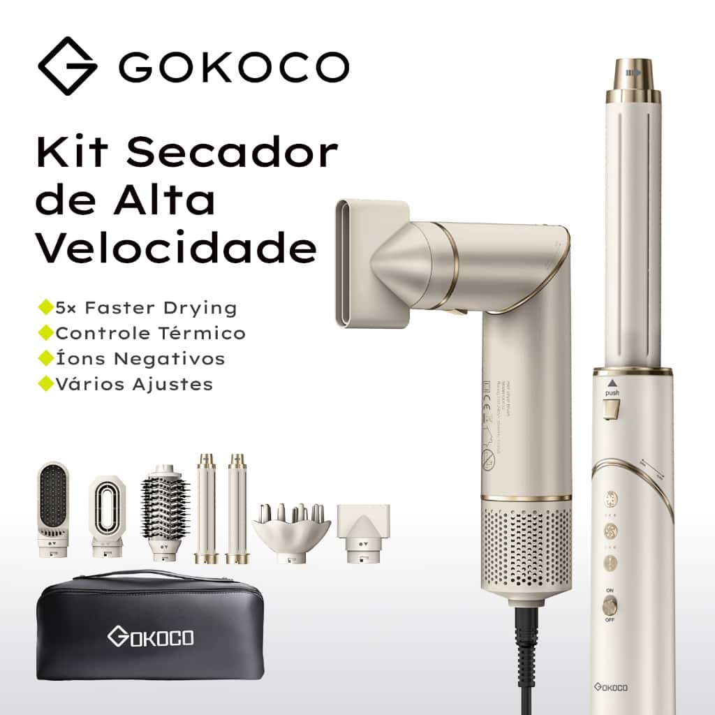 GOKOCO Escova Secadora 7 Em 1 GD032 Conjunto De Secador De Cabelo Multifuncional De Alta Velocidade  Para Alisar Enrolar, imagem 1 de 1