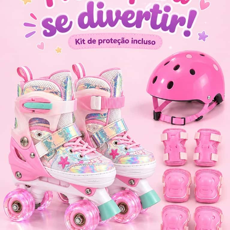 Patins Infantil Estrela do Mar 4 Rodas com Led/TamanhosAjustaveis, imagem 1 de 1