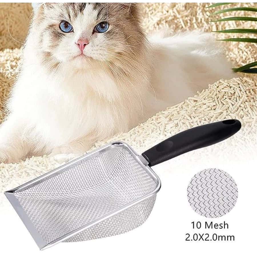 Pá Peneira de Areia Coletora Higiênica Pet Gato Cachorro Lagarto Aço Inox - Caixa de Areia, imagem 1 de 1