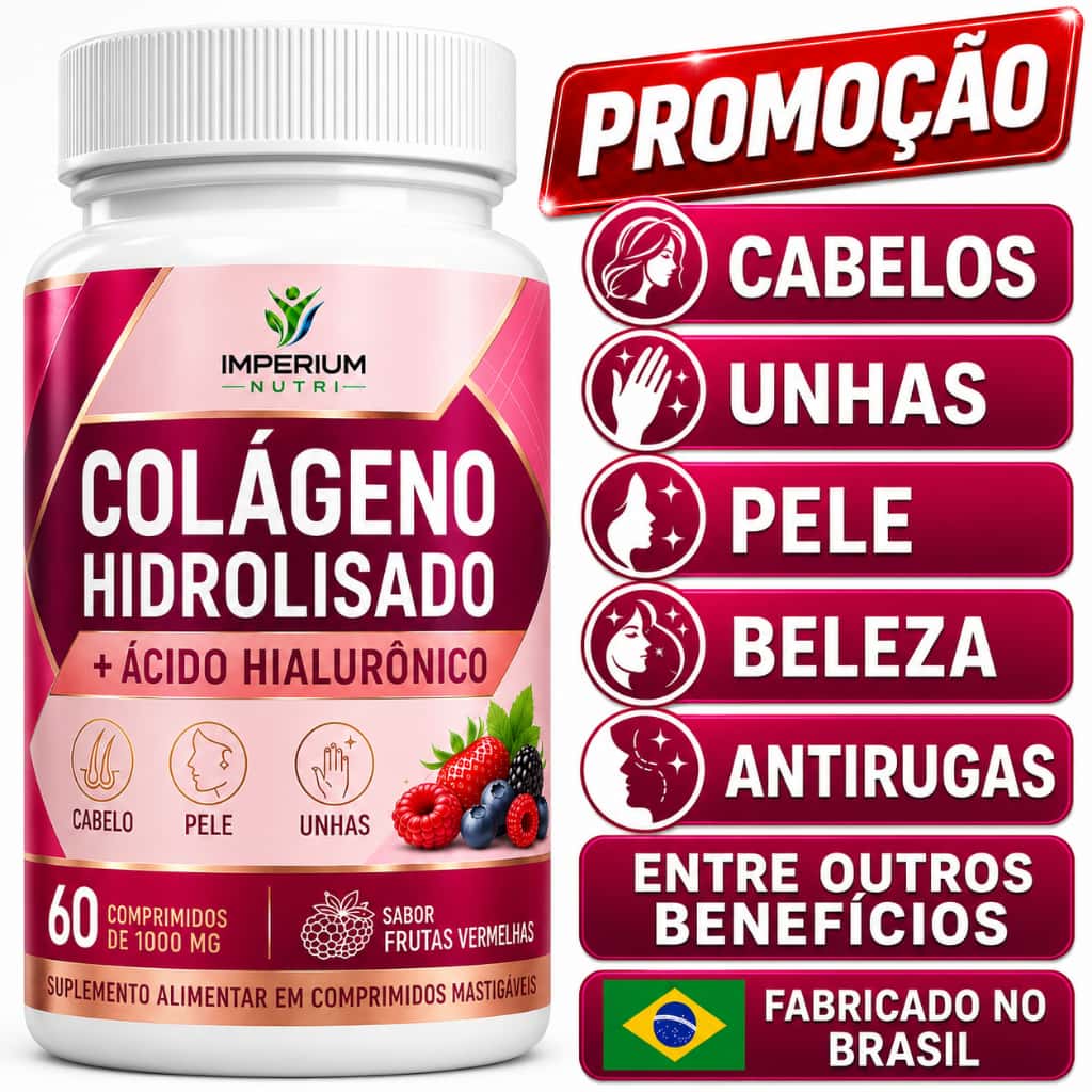 Colágeno Hidrolisado + Ácido Hialurônico Para Pele Cabelos Unhas Antissinais Suplemento Original, imagem 1 de 1