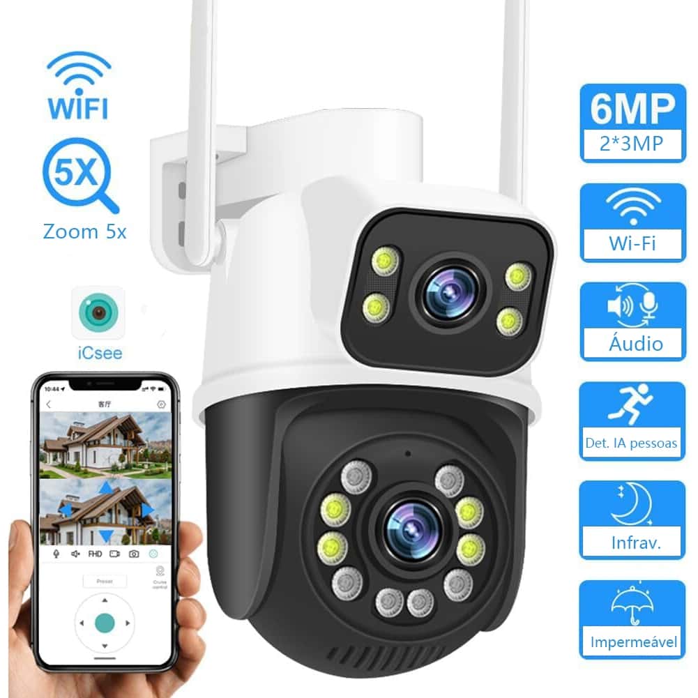 Câmera Externa Ip a Prova D'água 4mp wifi ptz com Infravermelho lente dupla Bivolt 110/220 Alarme Wifi Hd A28 KICOOL, imagem 1 de 1