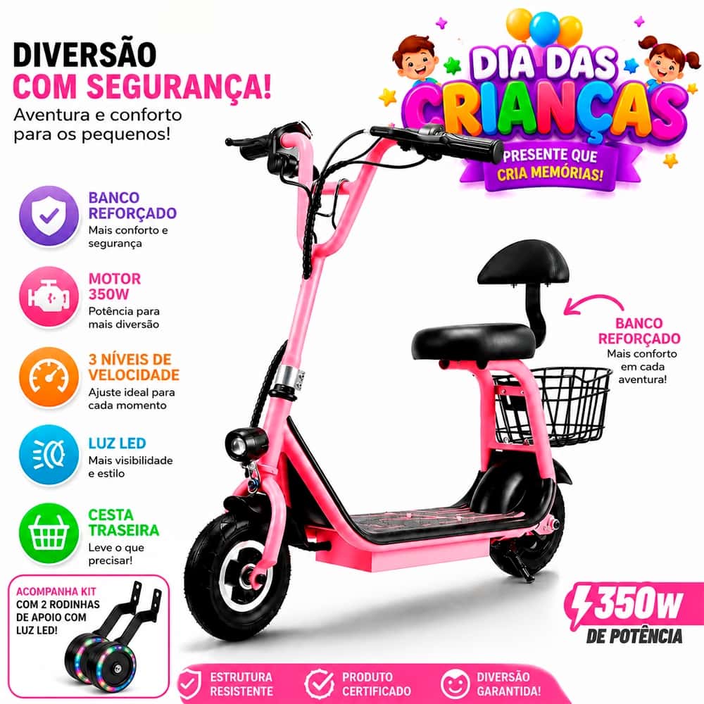 Patinete Elétrico Mini Scooter Infantil Spider Aranha 80kg 350W, imagem 1 de 1