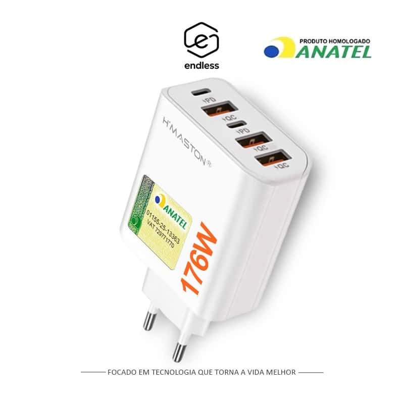 5 Em 1 Fonte De Energia Carregador Turbo USB-A+USB-C Carregamento rápido 176W, imagem 1 de 1