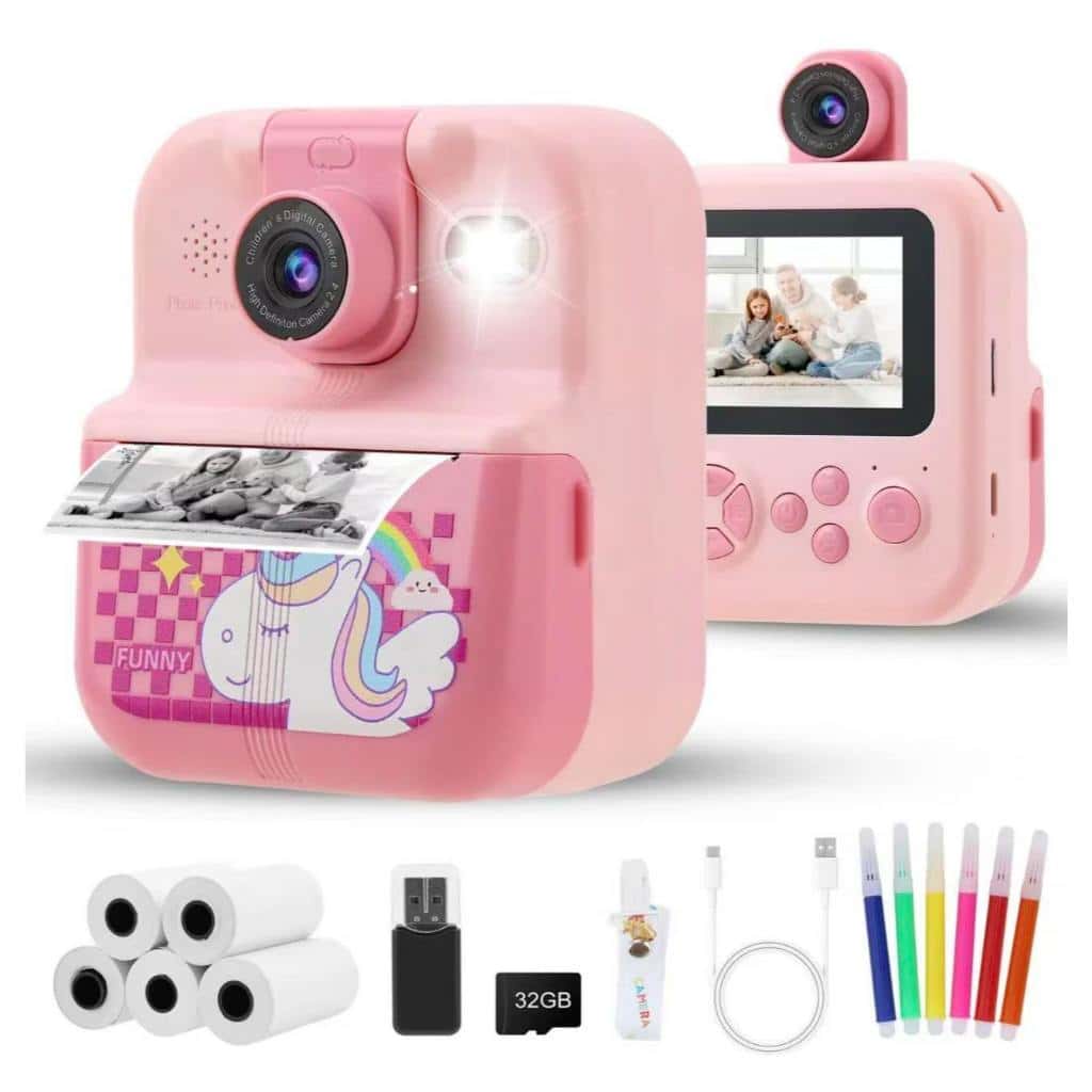 Câmera Infantil Instantânea com Impressora Térmica, Dupla Câmera, Tela 2,4", Cartão SD 32GB, Jogos e Música, imagem 1 de 1