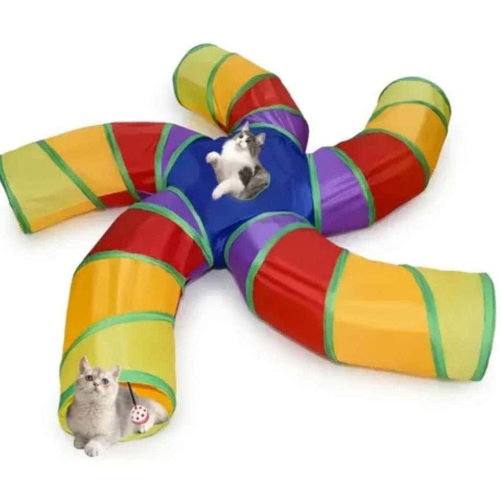 Túnel Dobrável para Gatos em T | Brinquedo com 3 Saídas e Janela, Diversão Felina, imagem 1 de 1