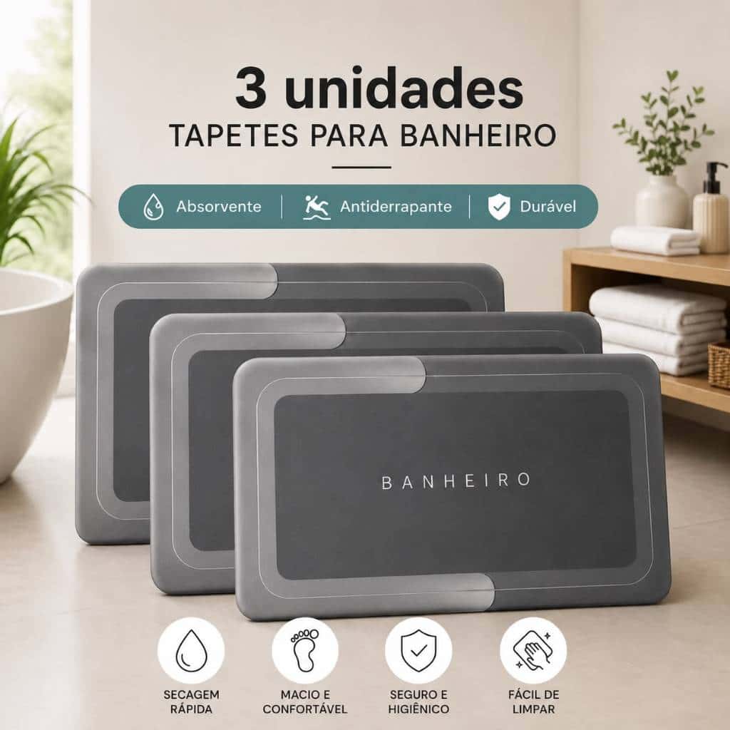 Tapetes para Banheiro Absorvente Antiderrapante Secagem Rápida Macio Durável, imagem 1 de 1