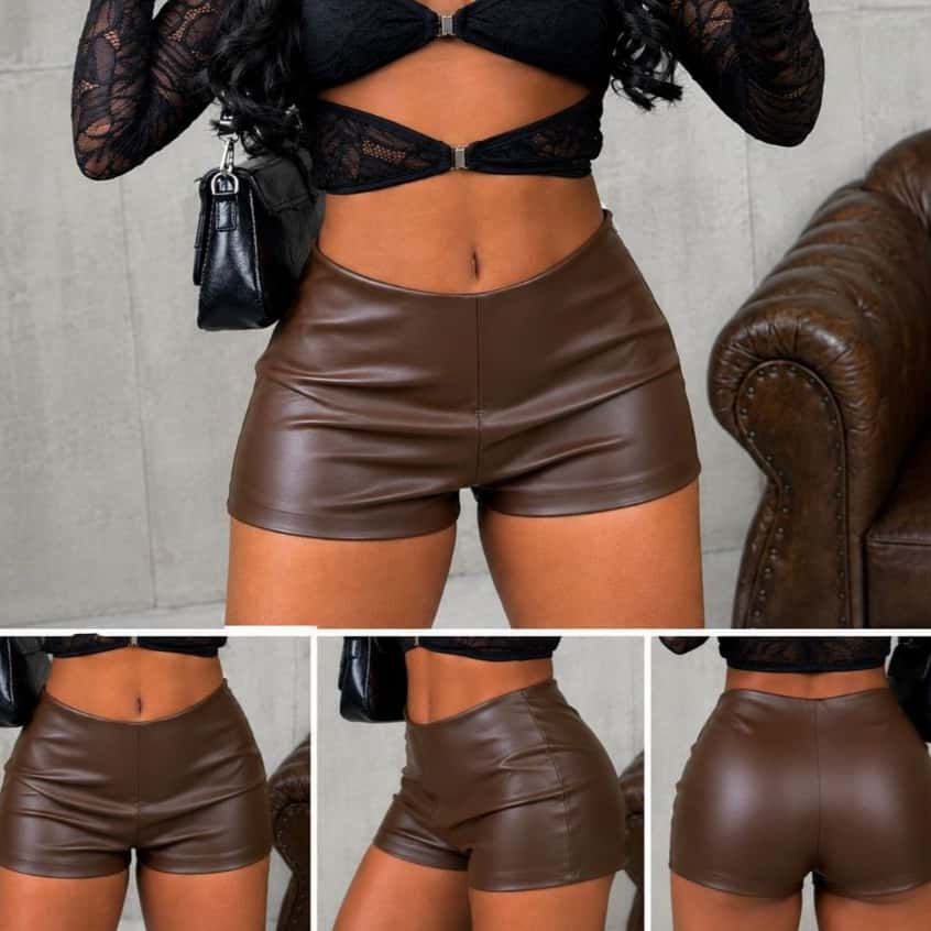 Short Mini Feminino Zíper Lateral em Couro Fake Tendência Blogueira Moda Balada Evento, imagem 1 de 1