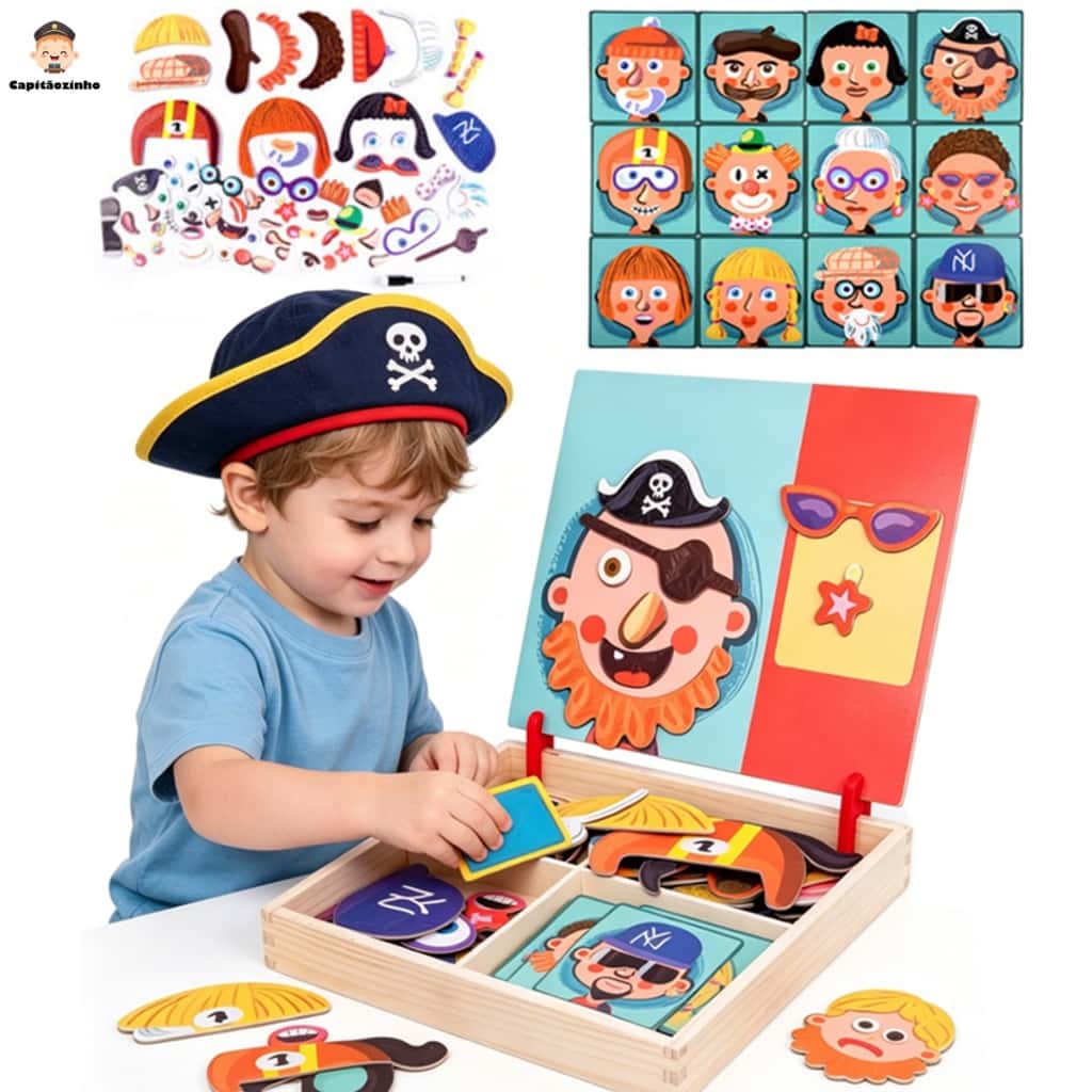 Quebra-Cabeça Magnético de Feições Humanas Brinquedo Montessori Educativo para Crianças de 3 a 6 Anos, imagem 1 de 1