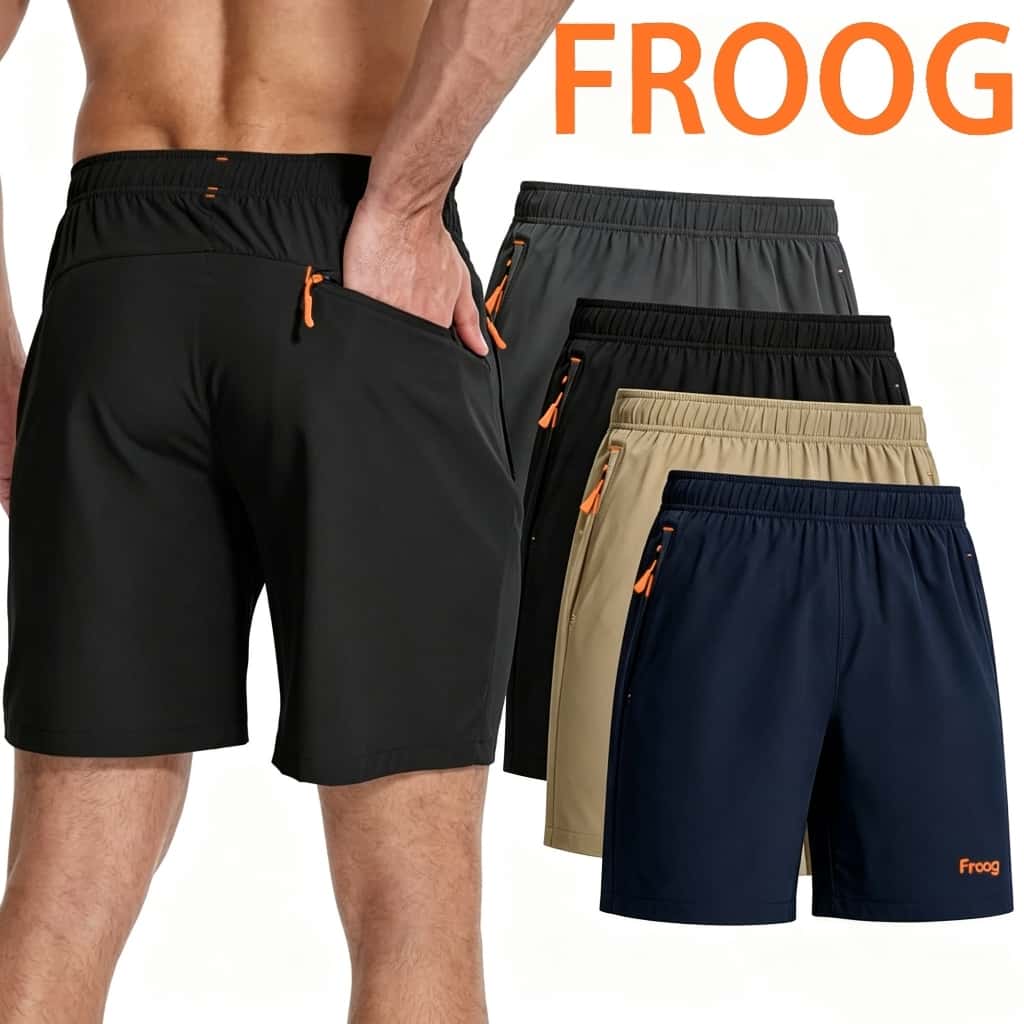 Froog Bermuda Short Masculino Esportivo c/Elastano 3 Bolsos Zíper Dry Fit Leve Respirável Refletivo Neon Corrida Academi, imagem 1 de 1