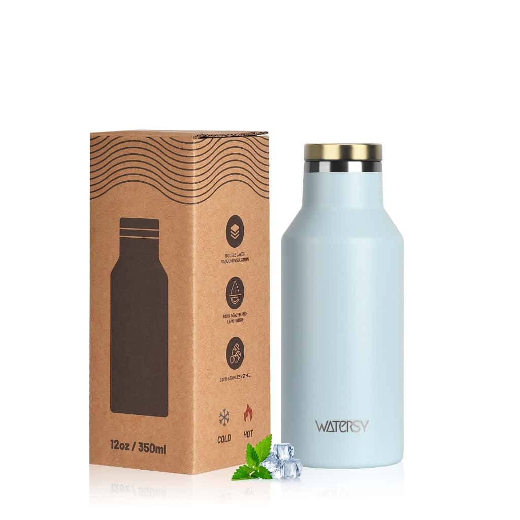 Garrafa Térmica WATERSY 350ml Inox 304 Parede Dupla a Vácuo Antivazamento Quente 12h Frio 24h Tampa Personalizada Brinde, imagem 1 de 1
