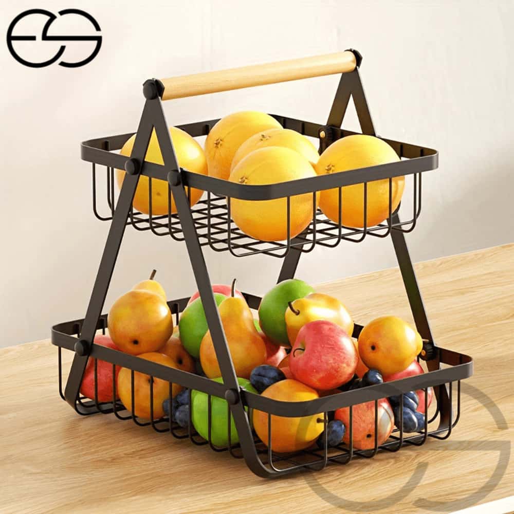 Fruteira de Mesa ou Cesto Multiuso Cesta de metal portátil Organizador para Casa Cozinha Escritório ES, imagem 1 de 1