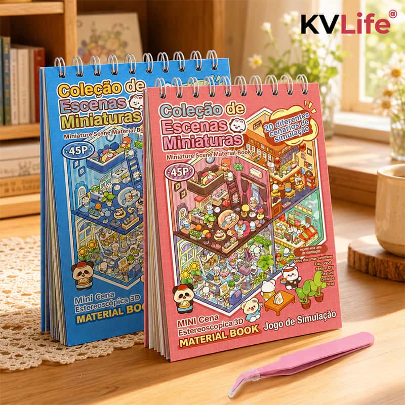 KVLife Caderno de Adesivos 3D 20 Cenas 45 Paginas Kawaii DIY Scrapbook Infantil Educativo Livro Silencioso Com Pinca, imagem 1 de 1