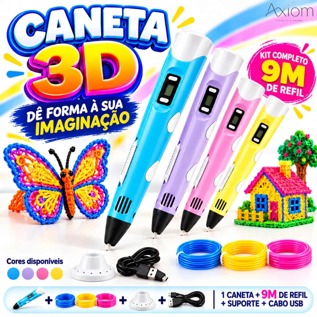 Caneta 3D Impressora Infantil Desenho DIY Plástico Refil Filamento PLA Universal Pintura Criativo, imagem 1 de 1