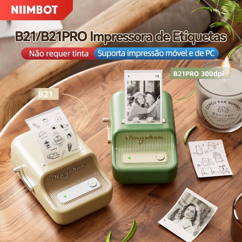 Niimbot B21/B1/B21Pro/B2 Impressora Portátil de Etiquetas Bluetooth Térmica Criadora de Etiquetas Adesivas Sem Tinta, imagem 1 de 1