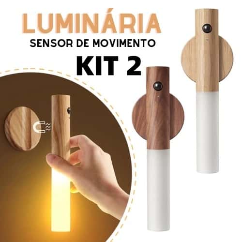 KIT 2 Luminaria Luz Led Recarregável Sensor de Movimento Arandela de Madeira Minimalista Para Mesa Parede, imagem 1 de 1