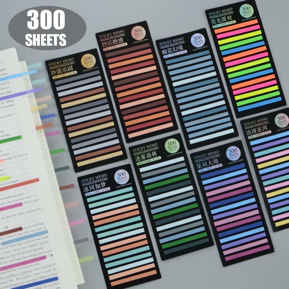 300 Folhas Notas Adesivas Auto-De Leitura Books Bookmarks Bloco De Papelaria Estética, imagem 1 de 1