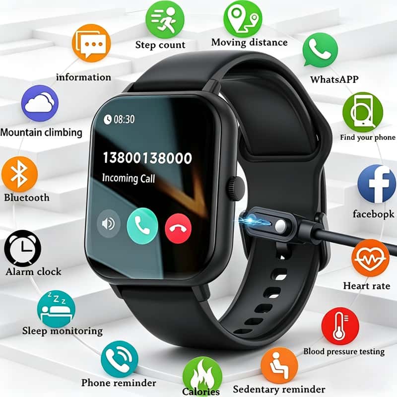 LIGE Relogio Inteligente BT Chamada De Pressão Arterial Full Touch Fitness Tracker Vida À Prova D'água, imagem 1 de 1