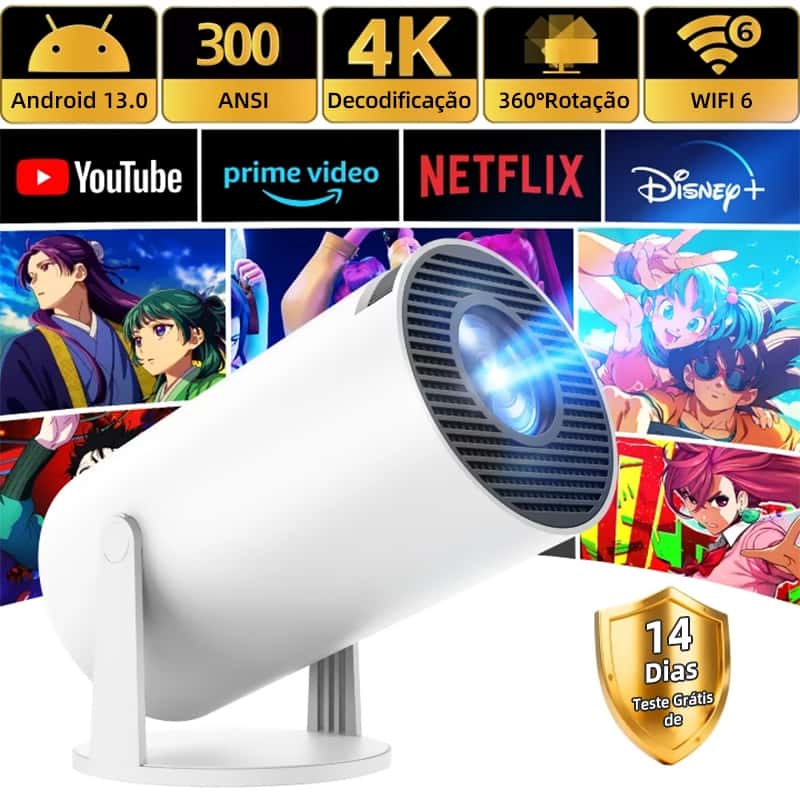 Projetor HY300 pro 2G+16G Original Portátil Smart Android 13.0 4K Ultra HD HDMI Wifi Bluetooth Alto Falante Embutido, imagem 1 de 1