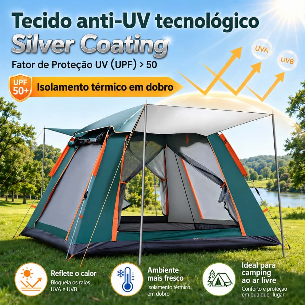 Barraca Camping Acampamento 4/5 Pessoas Automatica barraca de acampamento PortáTil Para Piquenique Ar Livre à Prova De, imagem 1 de 1