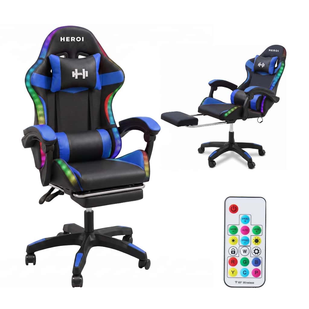 HEROI Cadeira Gamer com LED – 135° Reclinável, Apoio Lombar, Altura Ajustável, imagem 1 de 1