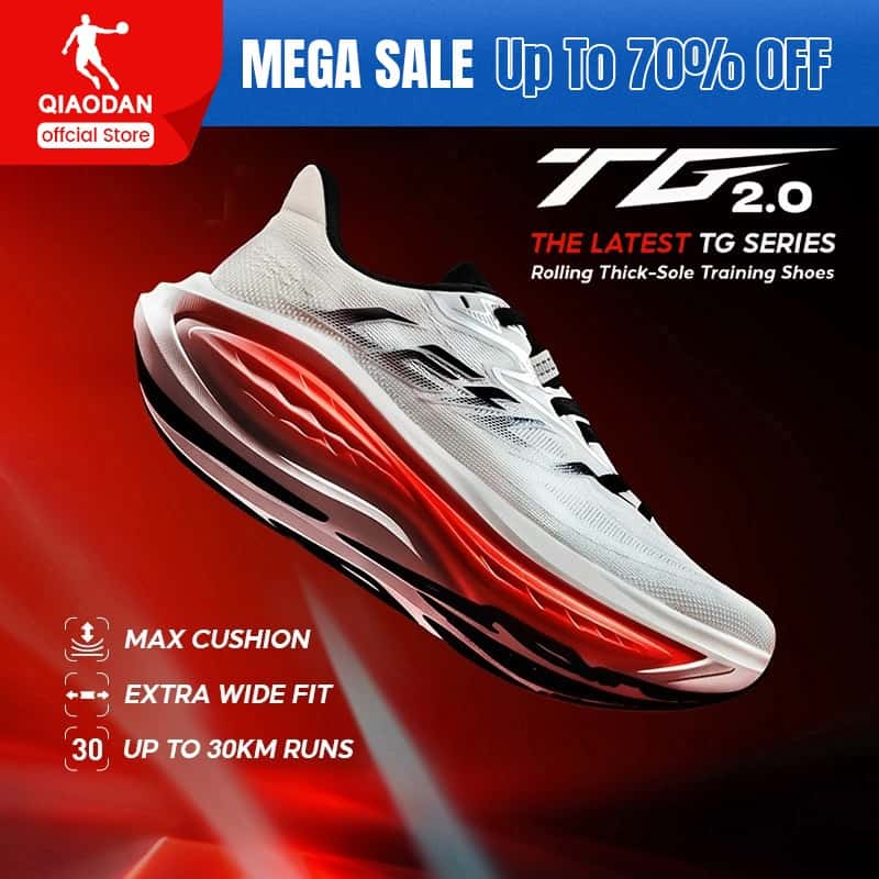 Tênis De Corrida Masculino Qiaodan TG 2.0 , Estável , Grosso , Almofada Rocker , Leve , Treinamento De Longa Distância ,, imagem 1 de 1
