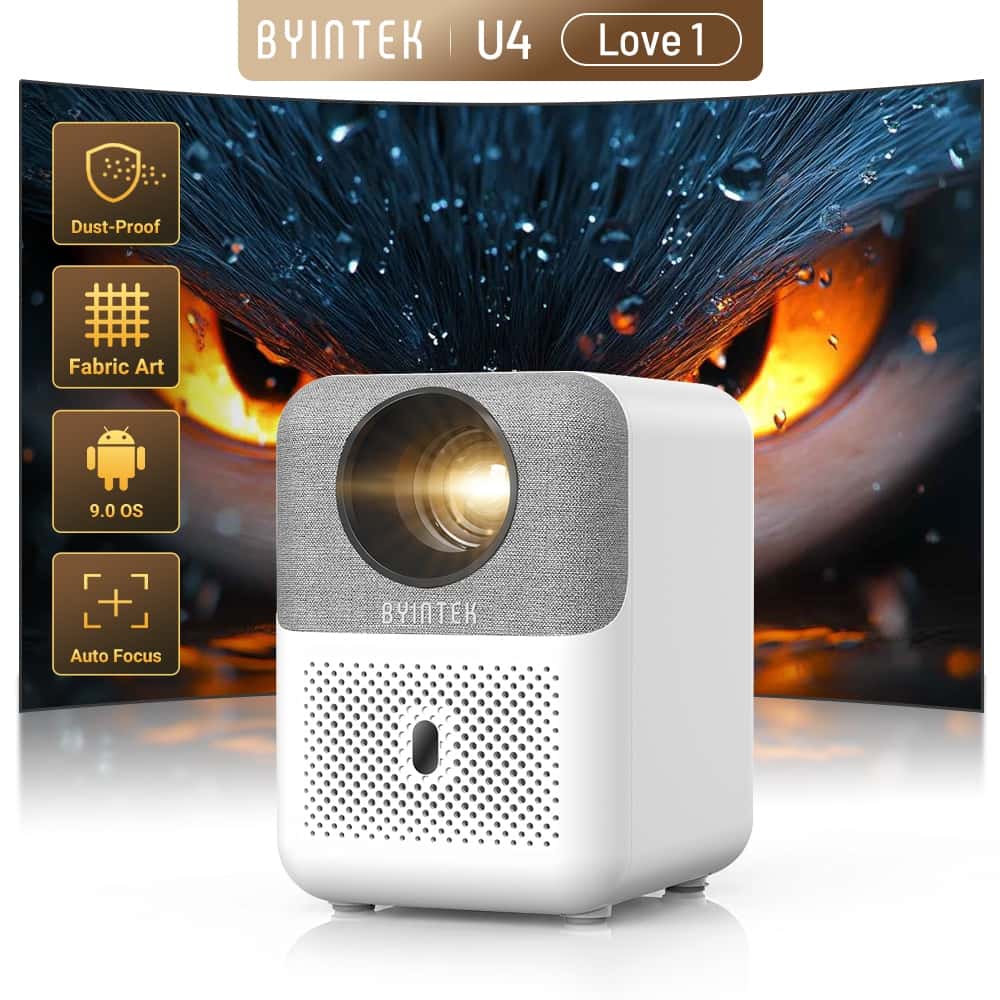 BYINTEK U4 Love 1 Mini Projetor Inteligente De Home Theater 1080P Full HD Auto Focus Vídeo Android WIFI Para Cinema, imagem 1 de 1