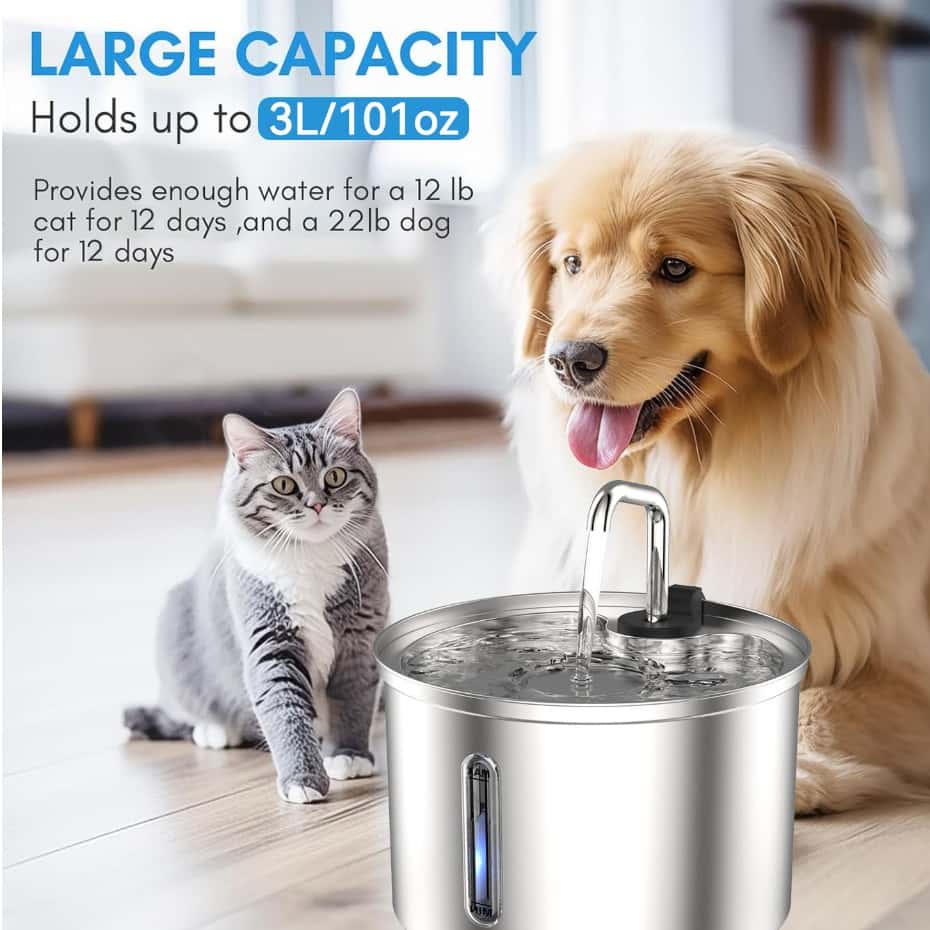 Aço Inoxidável Fonte para Gatos com Filtro 3L Dispensador de água para Cães Bebedouro Gato Automático Super Silencioso, imagem 1 de 1