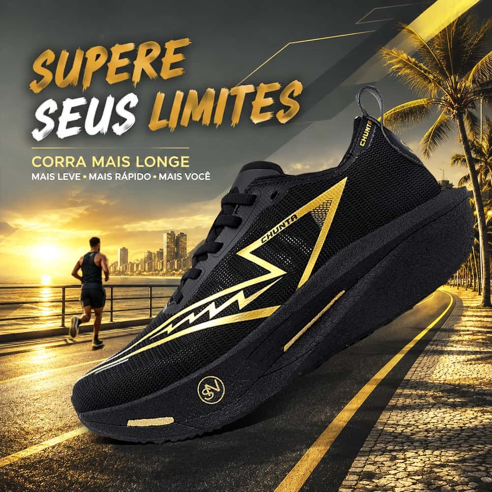 CHUNTA Tênis Corrida placa carbono Preto Maratona Unissex Amortecimento Leve Respirável Esportivo, imagem 1 de 1